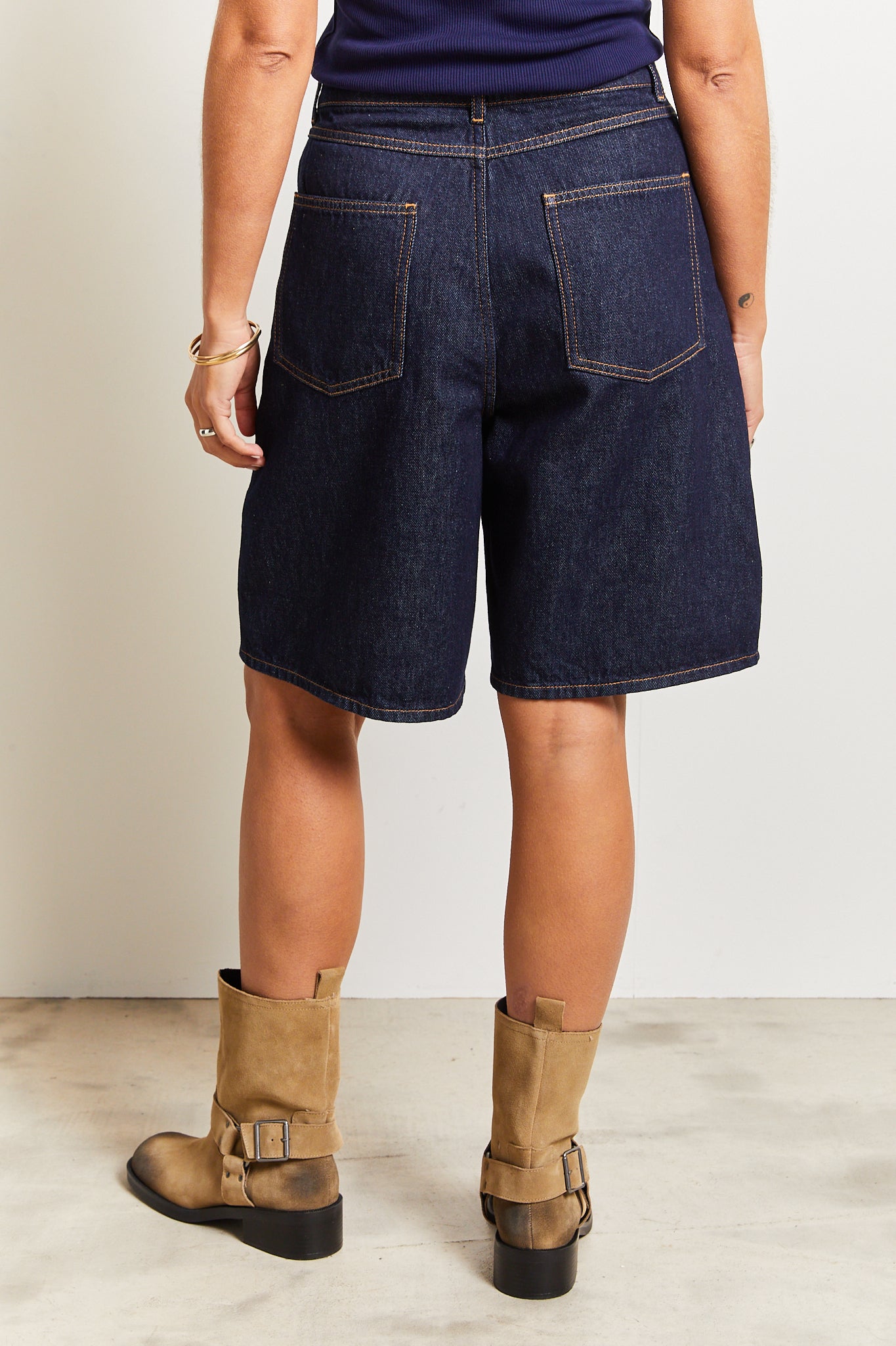 Amal Organic Denim Shorts Dark Blue