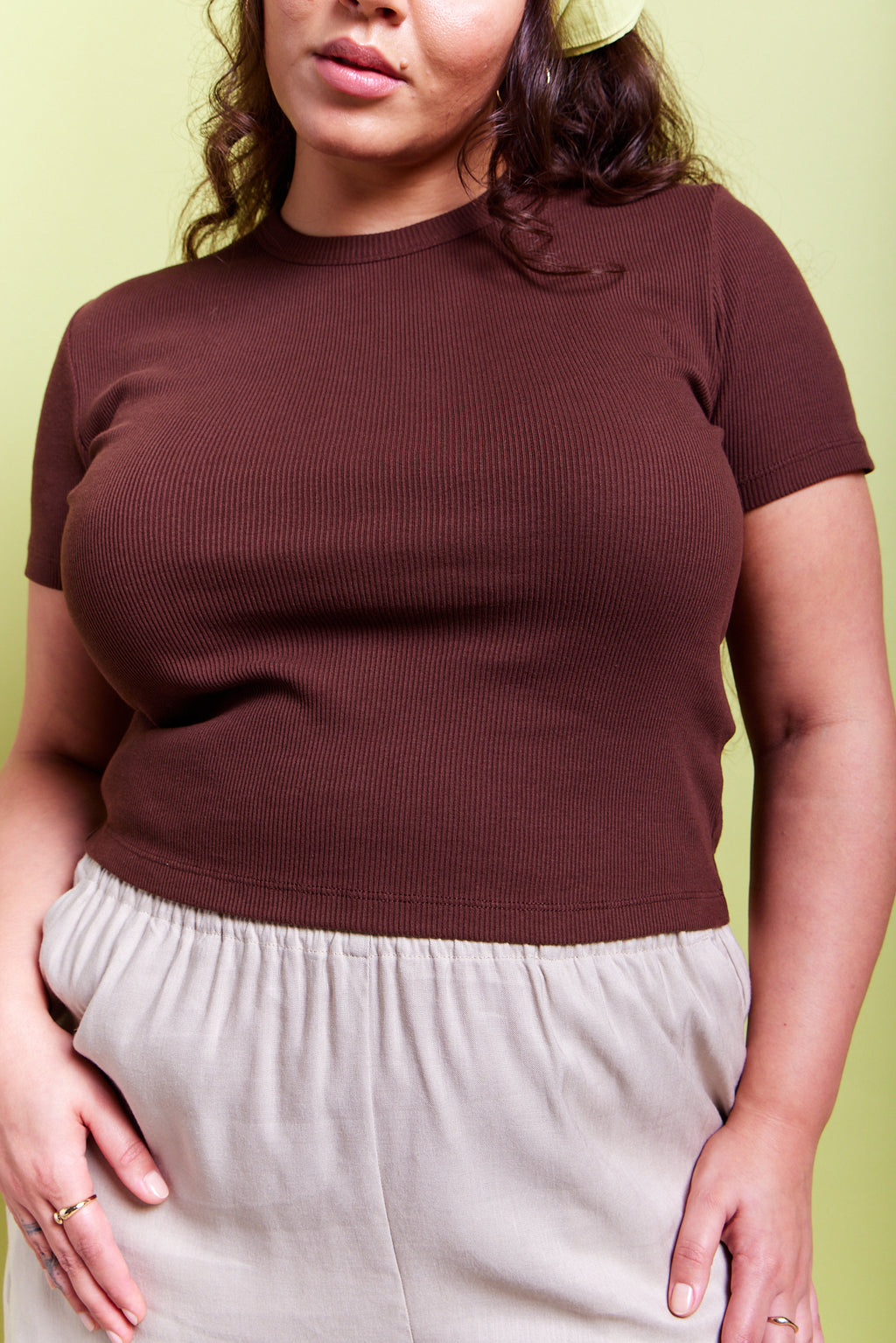 Valentina Rib Tee Brown