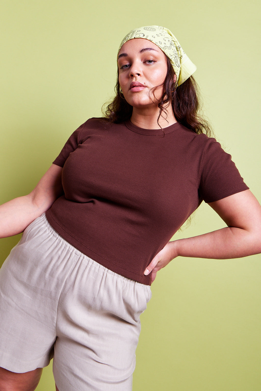 Valentina Rib Tee Brown