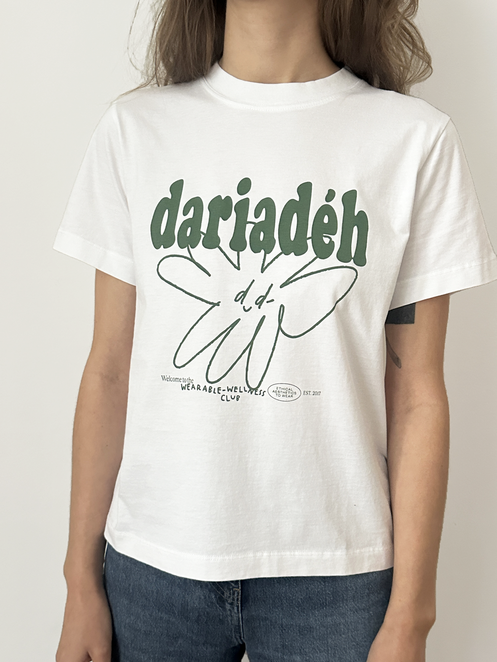 Signature Organic Cotton T-Shirt White Green