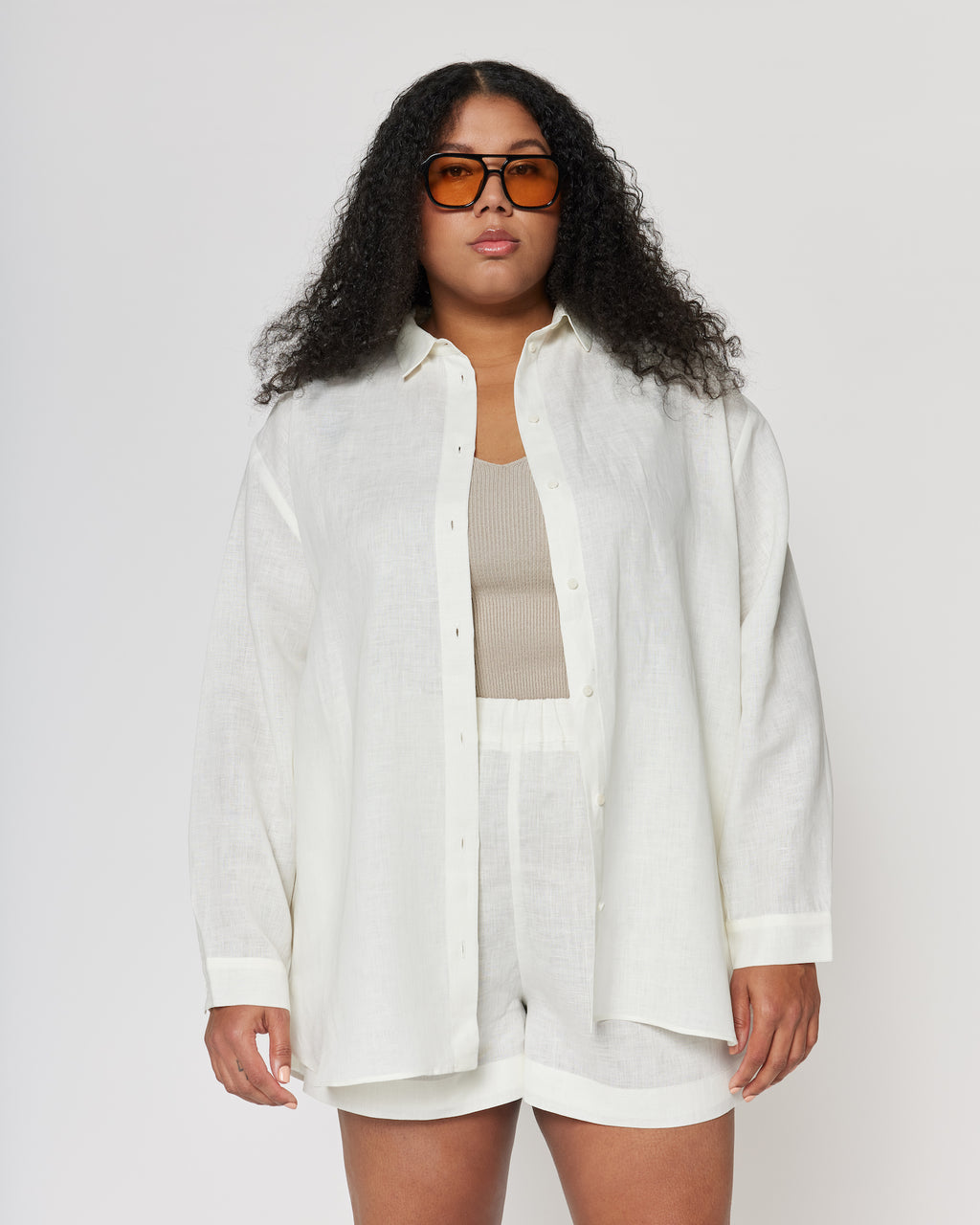 Jane Linen Shorts Off White