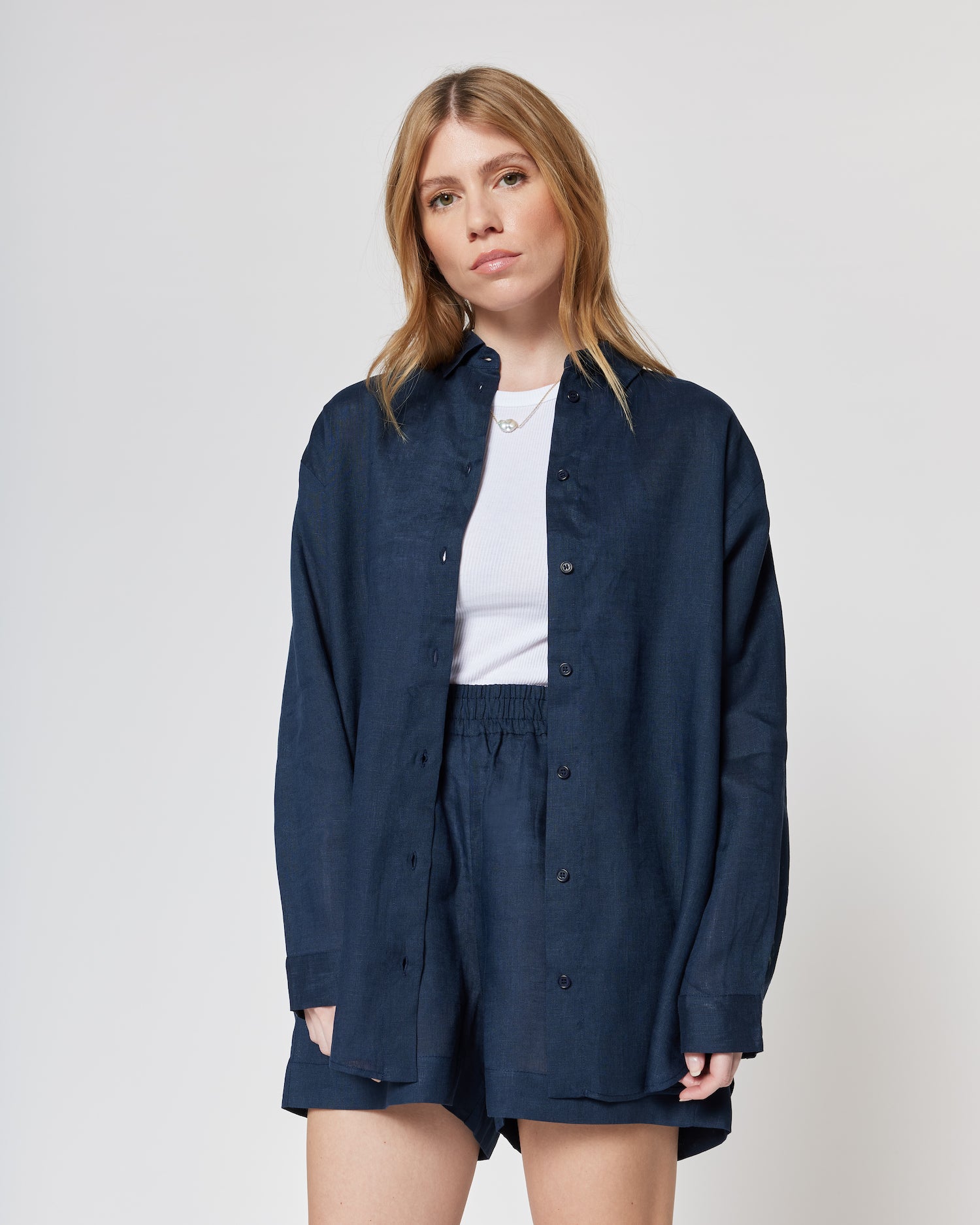 Jane Linen Shirt Navy