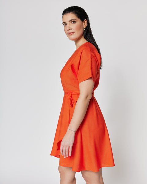 Daria Wrap Dress Tangerine Red
